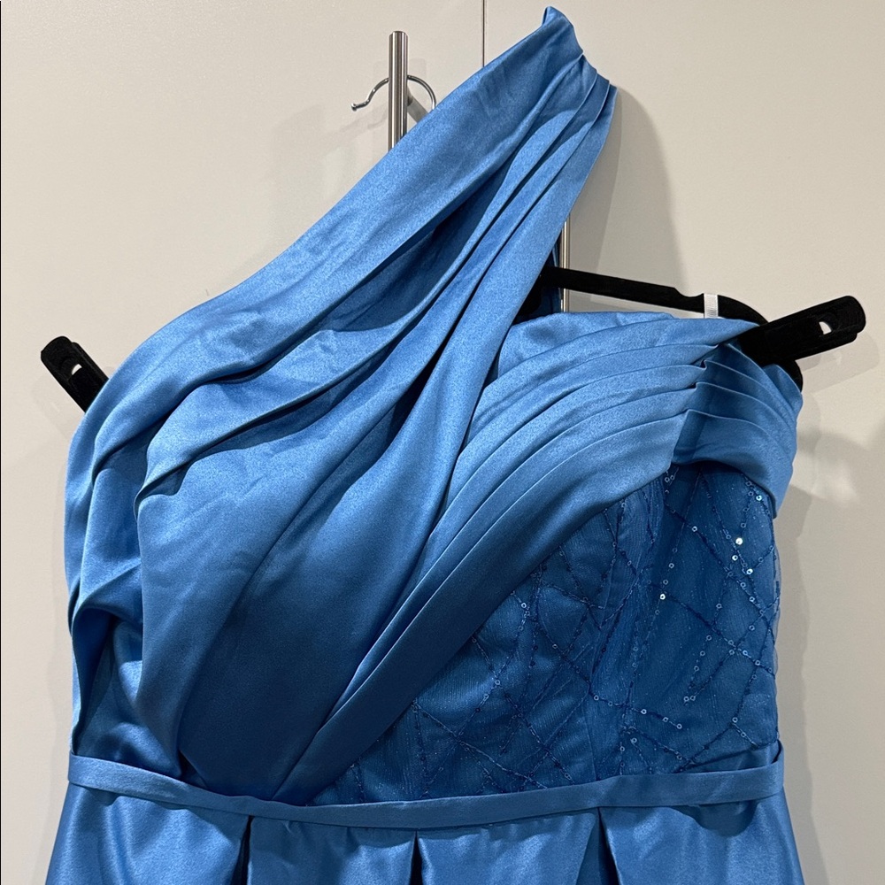 One-Shoulder Blue Prom Dress - Picture 2 of 9